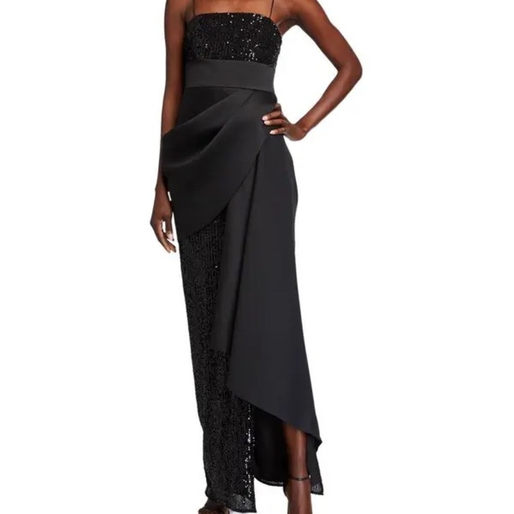 NEW JAYGODFREY Amira Black Asymmetrical Sequin Dress